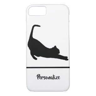 Slinky Black Cat Stretches Silhouette Personalise iPhone 8/7 Case