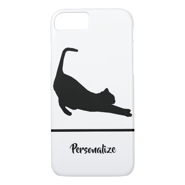 Slinky Black Cat Stretches Silhouette Personalise Case-Mate iPhone Case (Back)