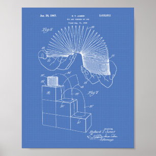 Slinky Toy 1946 Patent Art - Blueprint Poster