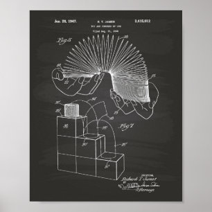 Slinky Toy 1946 Patent Art - Chalkboard Poster