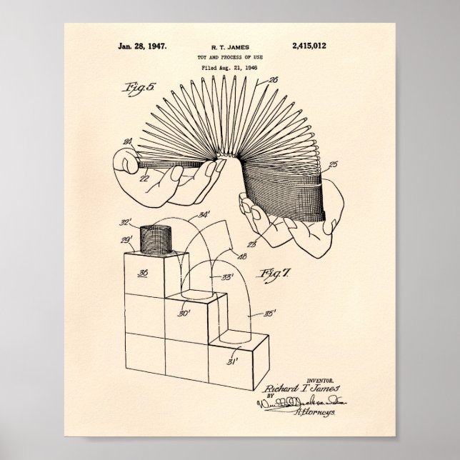 Slinky Toy 1946 Patent Art - Old Peper Poster (Front)