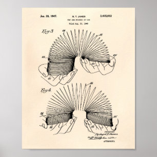 Slinky Toy 1946 Patent Art - Old Peper Poster