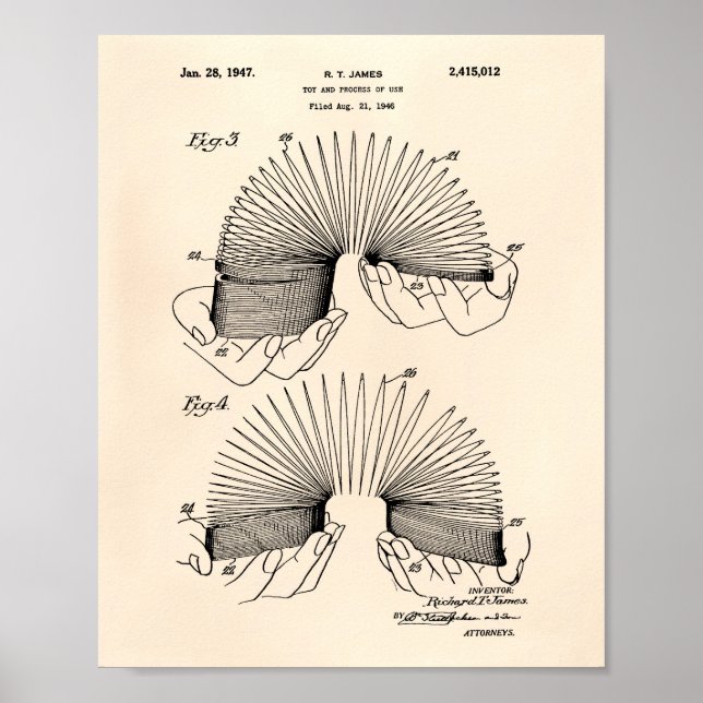 Slinky Toy 1946 Patent Art - Old Peper Poster (Front)