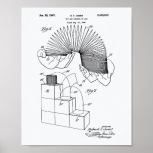 Slinky Toy 1946 Patent Art - White Paper Poster