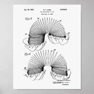 Slinky Toy 1946 Patent Art - White Paper Poster