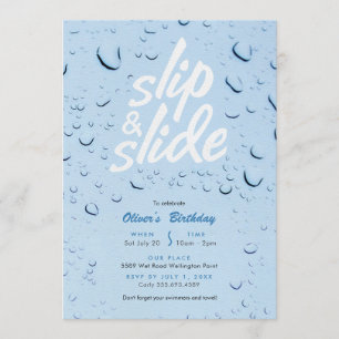 Slip and Slide Pool Birthday Party Invitation