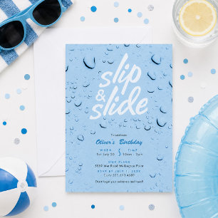 Slip and Slide Pool Birthday Party Invitation
