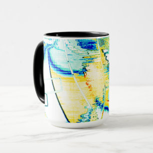 Slipped ink no, image with yellow, cyan blue stain mug