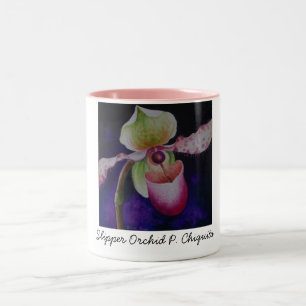 Slipper Orchid P. Chiquita Watercolor Art Two-Tone Coffee Mug