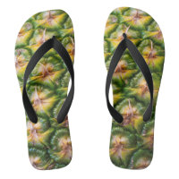 Slippers with pineapple print close up