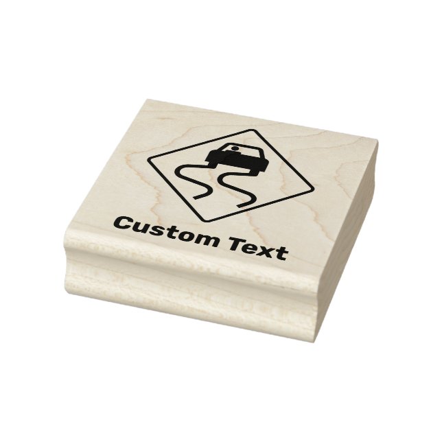 Slippery Road when Wet Rubber Stamp (Stamp)