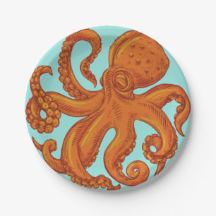 Slippery Sea Creature Ocean Octopus Long Tentacles Paper Plate