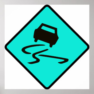 Slippery When Wet Road Traffic sign Australia Car