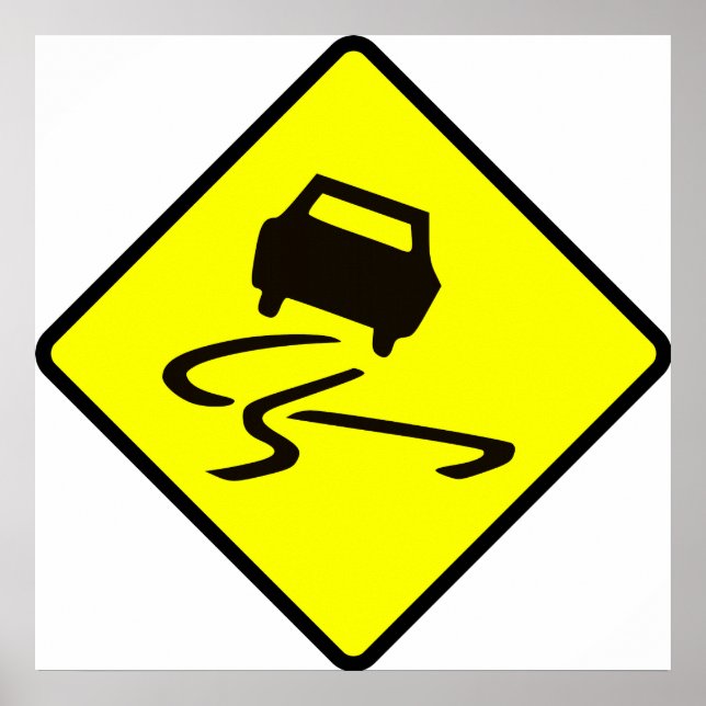 Slippery When Wet Road Traffic sign Australia Car (Front)