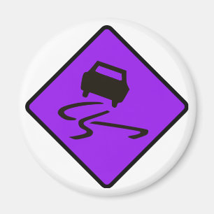Slippery When Wet Road Traffic sign Australia Car Magnet