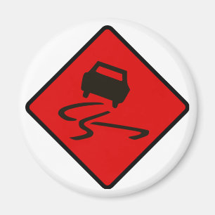 Slippery When Wet Road Traffic sign Australia Car Magnet