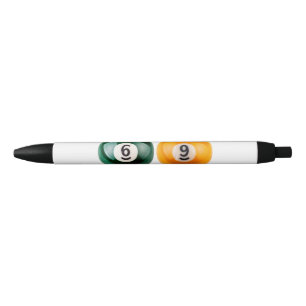 SlipperyJoe 69 hard pool table two billiard balls  Black Ink Pen
