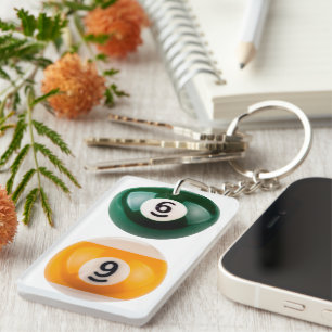 SlipperyJoe 69 hard pool table two billiard balls  Key Ring