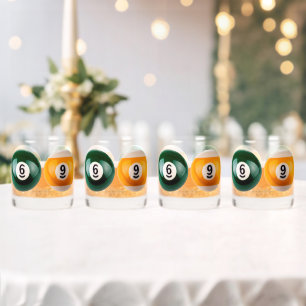 SlipperyJoe 69 hard pool table two billiard balls Whiskey Glass