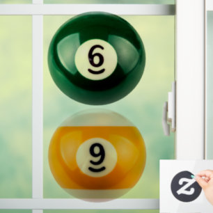 SlipperyJoe 69 hard pool table two billiard balls Window Cling