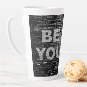 SlipperyJoe Be You, stick figure running, black br Latte Mug