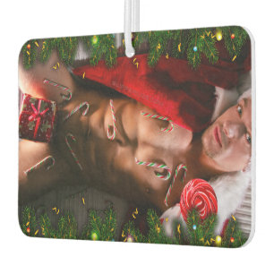 SlipperyJoe candy canes male chest lollipop colorf Car Air Freshener