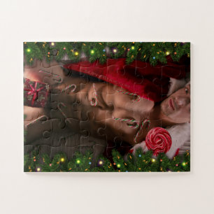 SlipperyJoe candy canes male chest lollipop colorf Jigsaw Puzzle