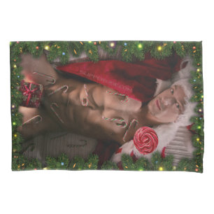 SlipperyJoe candy canes male chest lollipop colorf Pillowcase