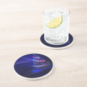 SlipperyJoe Christmas tree beautiful colourful Chr Coaster