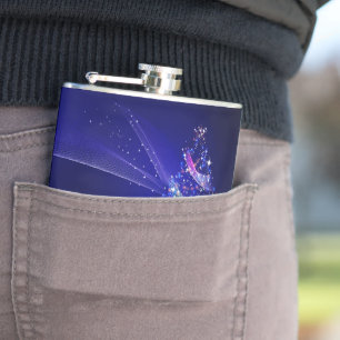 SlipperyJoe Christmas tree beautiful colourful Chr Hip Flask