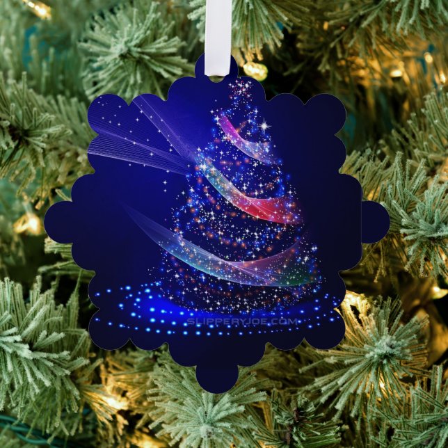 SlipperyJoe Christmas tree beautiful colourful lig Decoration Card (Insitu (Tree))