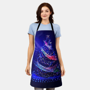 SlipperyJoe Christmas tree digital translucent red Apron