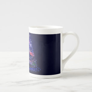 SlipperyJoe Christmas tree digital translucent red Bone China Mug