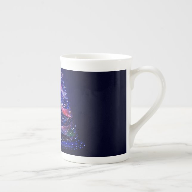 SlipperyJoe Christmas tree digital translucent red Bone China Mug (Right)
