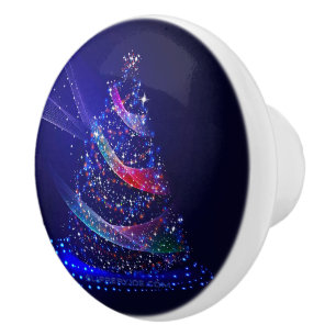 SlipperyJoe Christmas tree digital translucent red Ceramic Knob