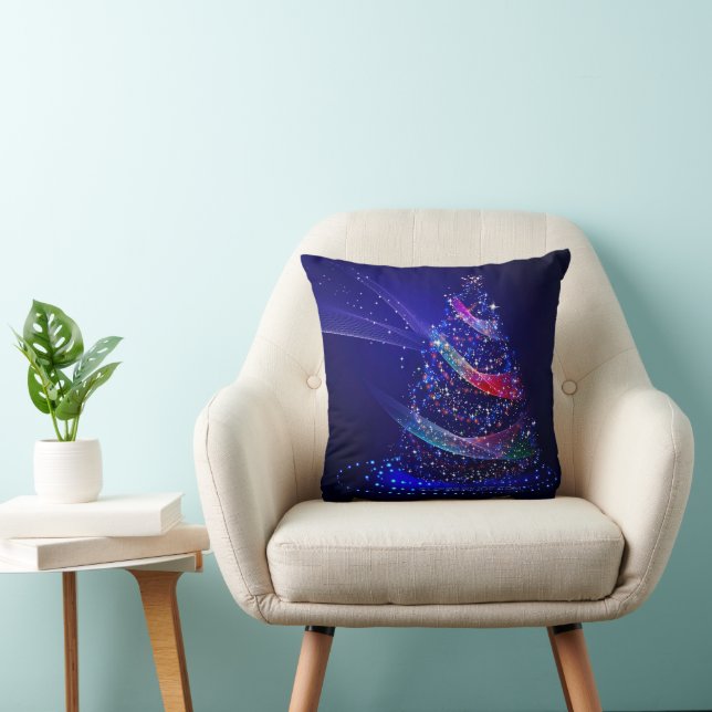 SlipperyJoe Christmas tree digital translucent red Cushion (Chair)