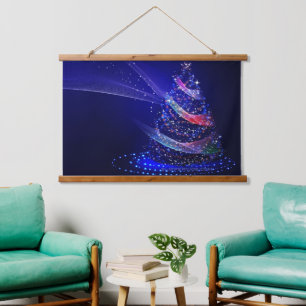 SlipperyJoe Christmas tree digital translucent red Hanging Tapestry