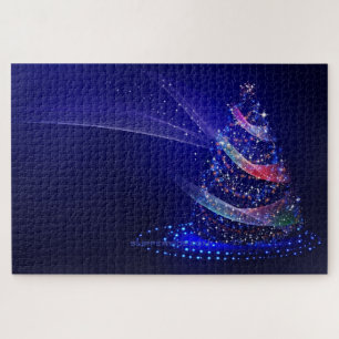 SlipperyJoe Christmas tree digital translucent red Jigsaw Puzzle