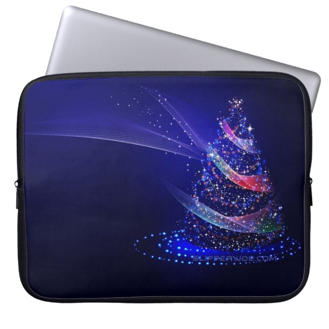 SlipperyJoe Christmas tree digital translucent red Laptop Sleeve (Front)