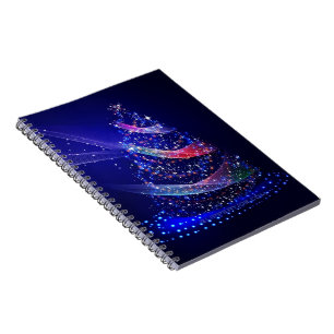 SlipperyJoe Christmas tree digital translucent red Notebook