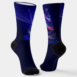 SlipperyJoe Christmas tree digital translucent red Socks