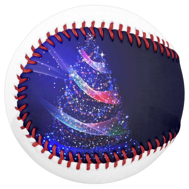 SlipperyJoe Christmas tree digital translucent red Softball (Front Left)