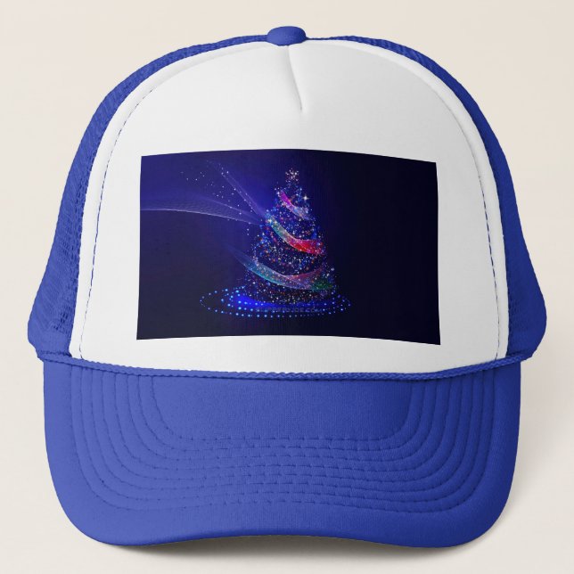 SlipperyJoe Christmas tree digital translucent red Trucker Hat (Front)