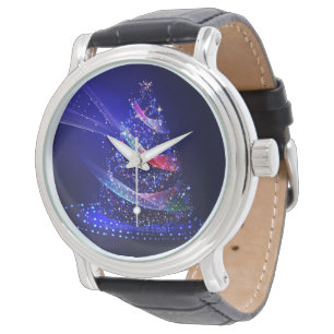 SlipperyJoe Christmas tree digital translucent red Watch