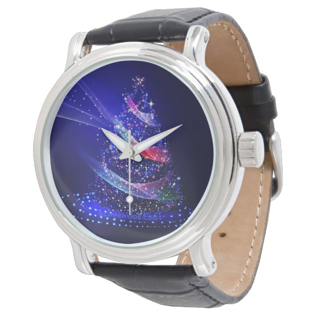 SlipperyJoe Christmas tree digital translucent red Watch (Angled)