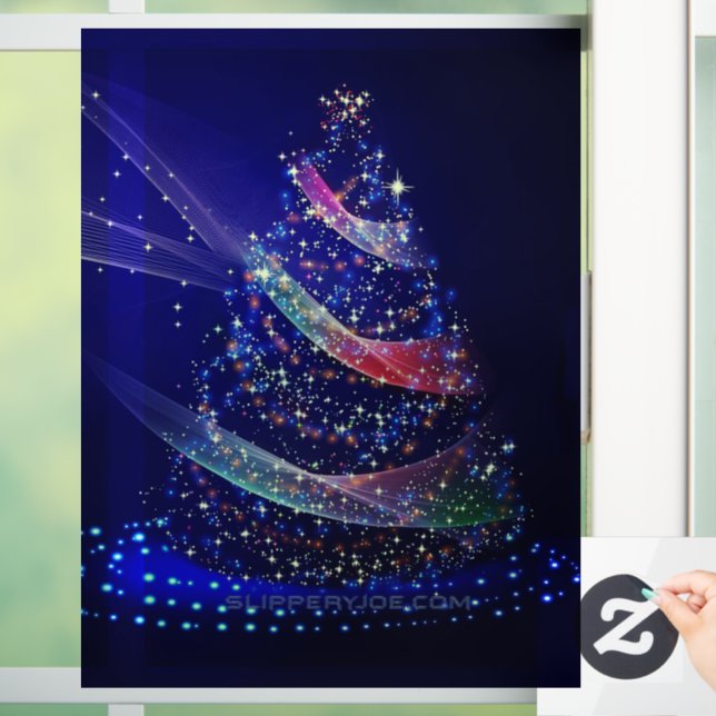 SlipperyJoe Christmas tree digital translucent red Window Cling (Home)