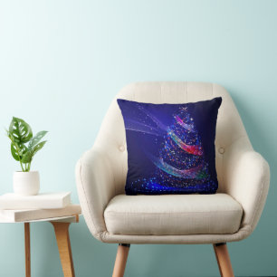 SlipperyJoe digitally rendered Christmas tree beau Cushion