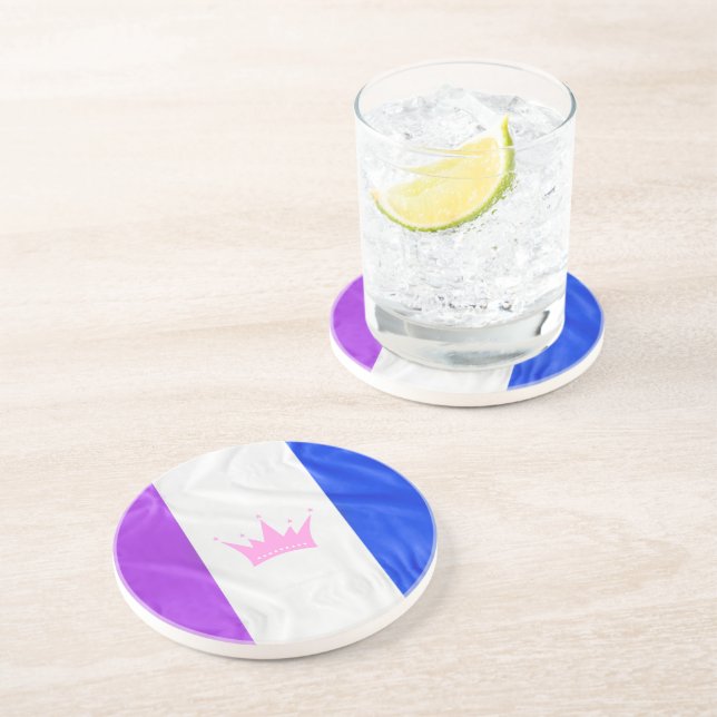 SlipperyJoe drag pride flag purple white blue crow Coaster (Side)