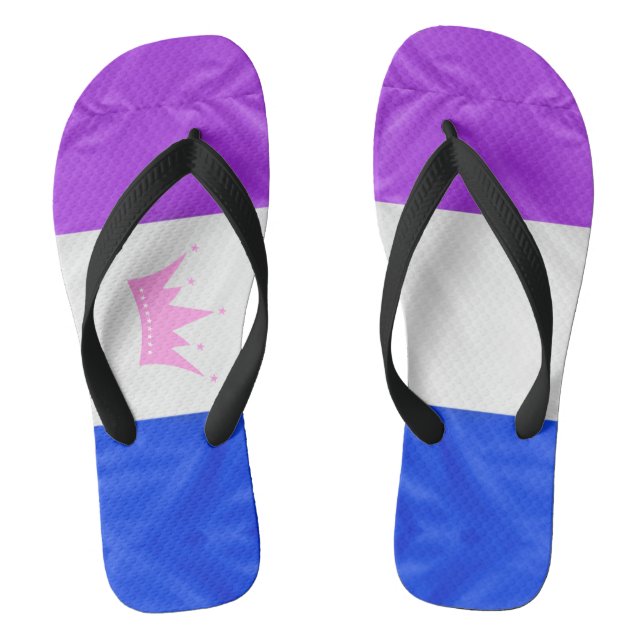 SlipperyJoe drag pride flag purple white blue crow Flip Flops (Footbed)