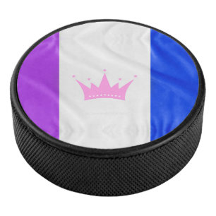 SlipperyJoe drag pride flag purple white blue crow Hockey Puck
